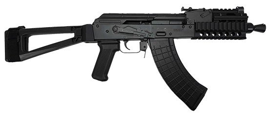 Pioneer Arms Quad-Rail Micro Hellpup 7.62x39 AK Pistol- With SB Tactical AKTF Side Folding Triangle Pistol Brace